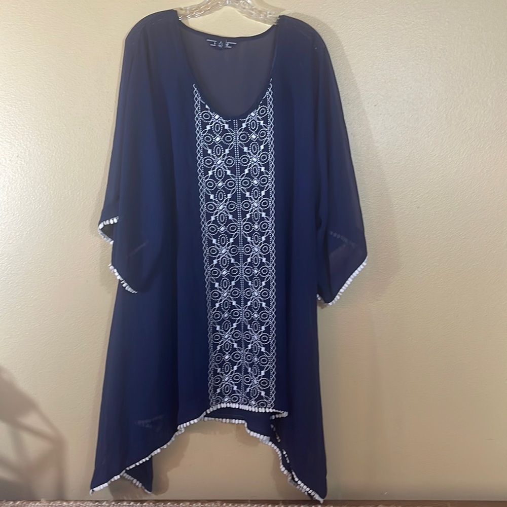 Lands End Navy L Sheer Swim Cover